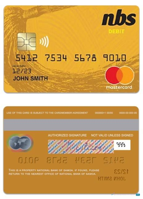 Download Samoa National Bank of Samoa debit mastercard Photoshop template